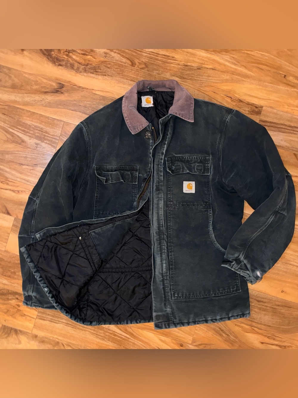 Vintage Carhartt C03 Arctic Traditional Coat - Sun Faded Black Duck Canvas- Med